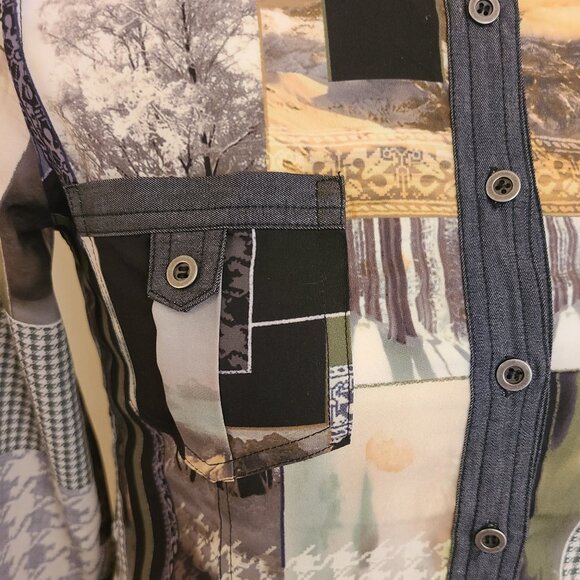 Point Zero Denim & Patchwork Long Sleeve Blouse - Small - Picture 7 of 10